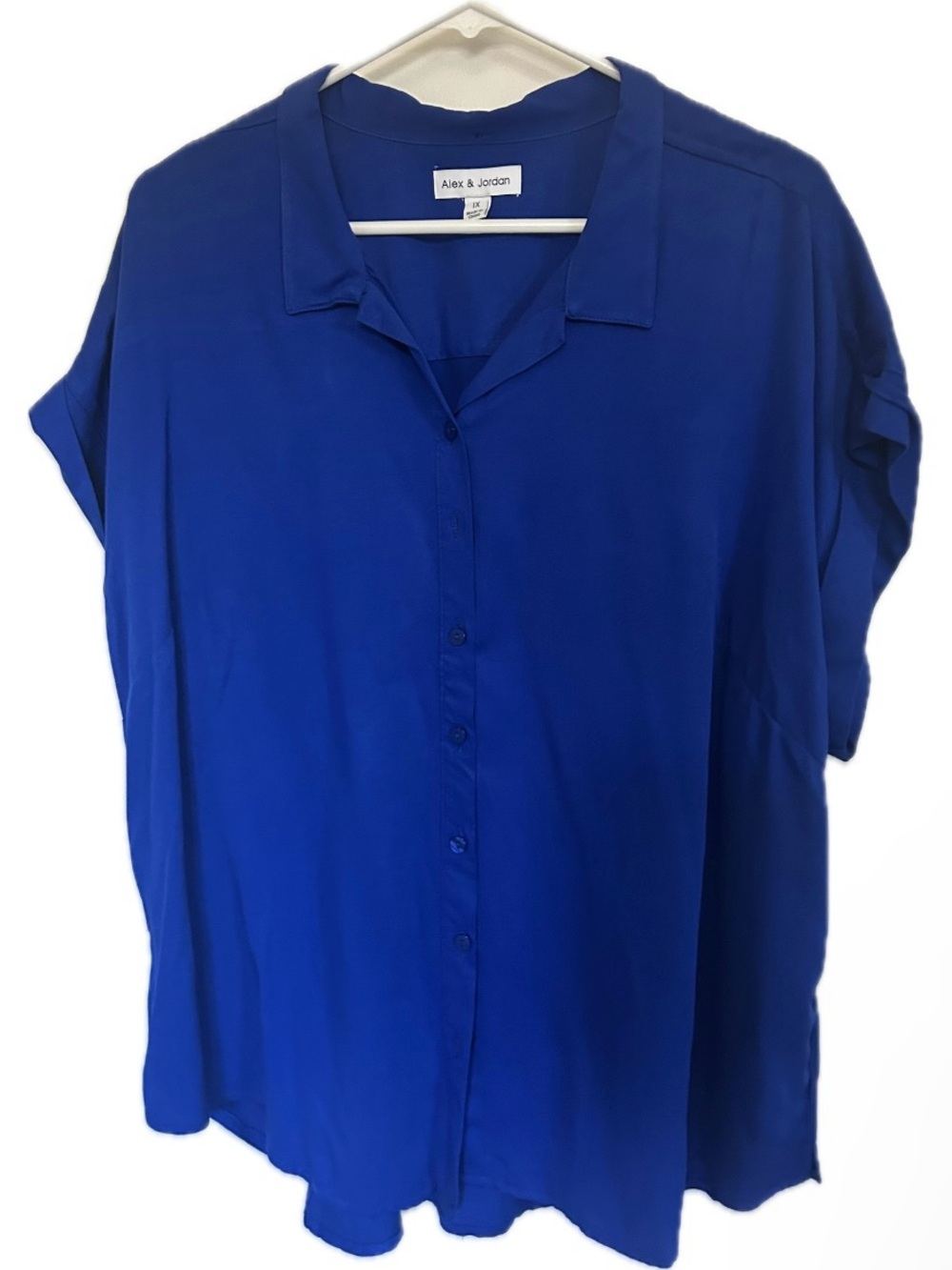Women's Short Sleeve Button-Down Top - Cobalt Blue